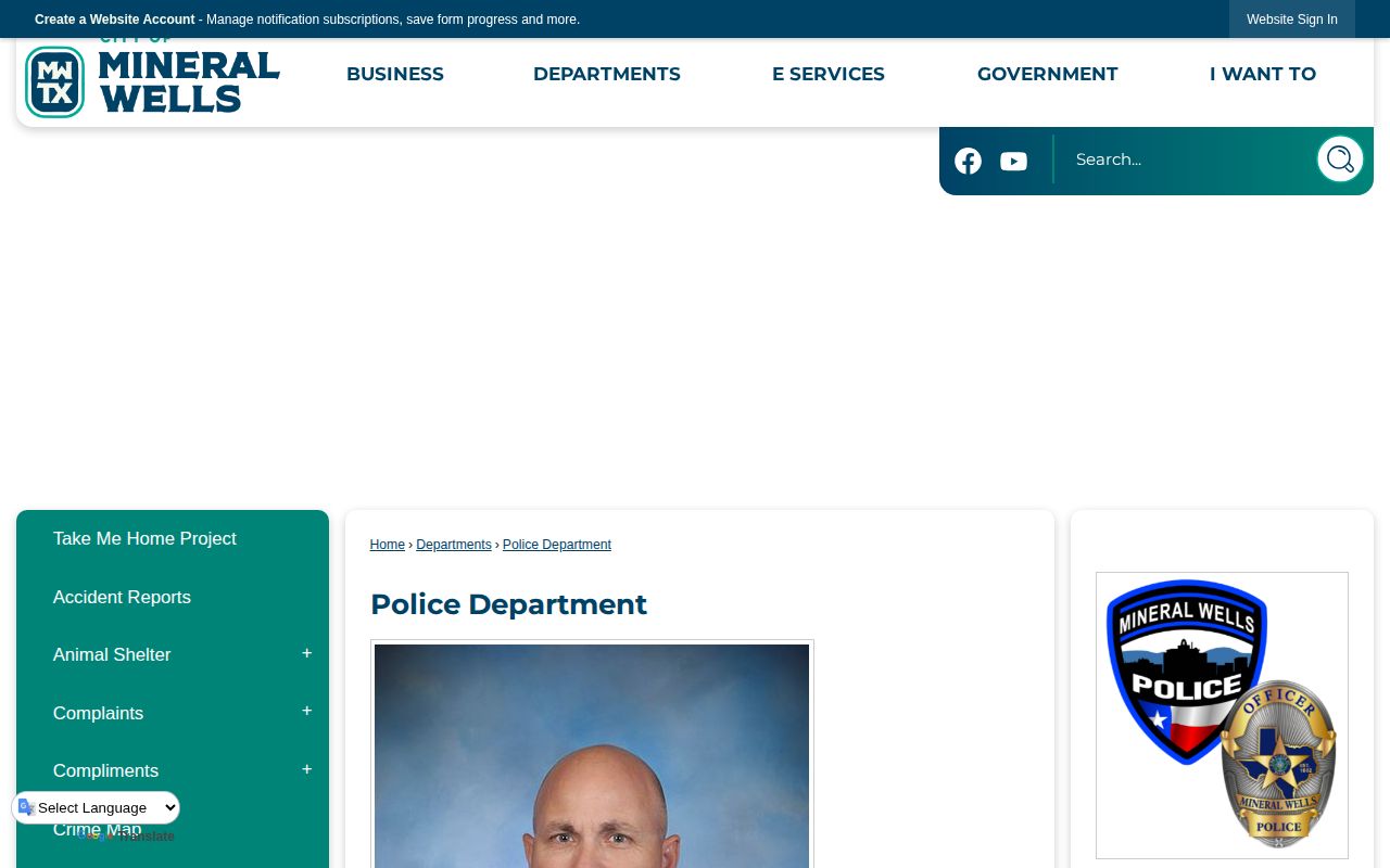 Mineral Wells Police Department arrest-record source page